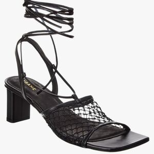 Frame Denim Black Strappy Sandals with Ankle Wrap